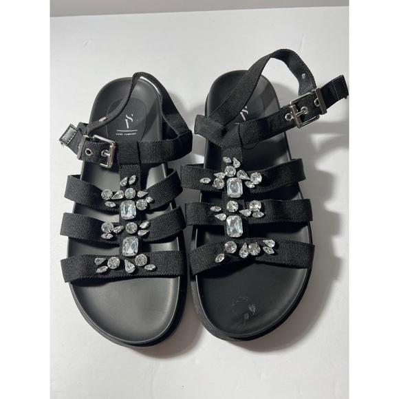 Vs Elegant Black Sandals with Crystal Embellishments - Picture 1 of 8